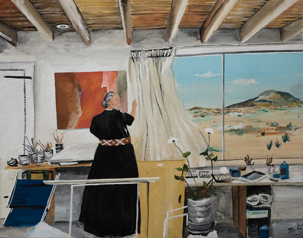 Georgia O'Keeffe Opening Curtains in Her Studio by 松山幹 の詳細と